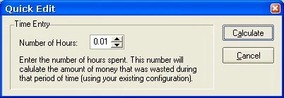 Money Meter quick edit dialog for manual time entry