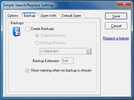 Simple Search-Replace backup options for protecting files before replacement
